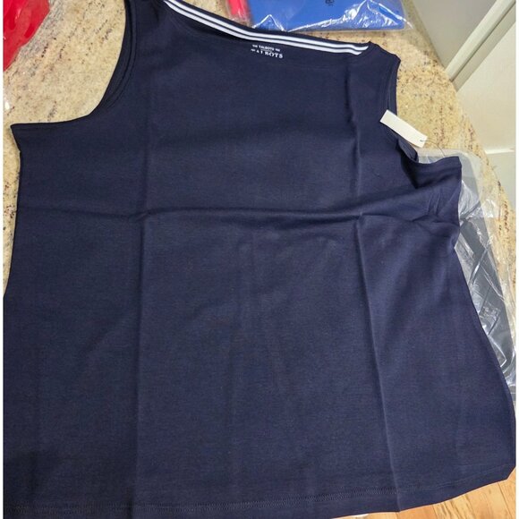 NWT Lot of 2 Talbots The Tee 100% Pima Cotton Sleeveless Size XL Pet Black Blue - Picture 6 of 13